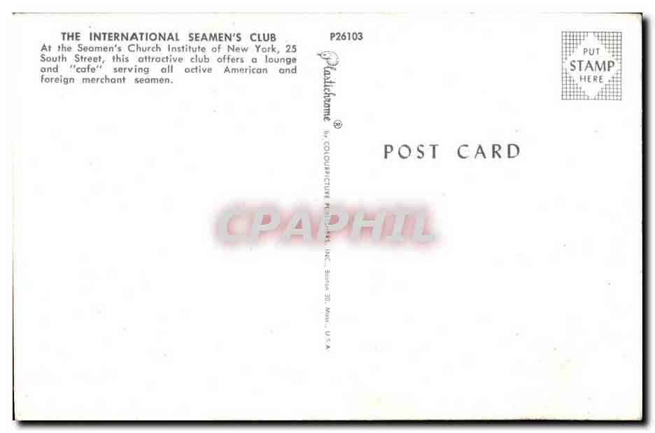CPA The International Seamen s Club — Back