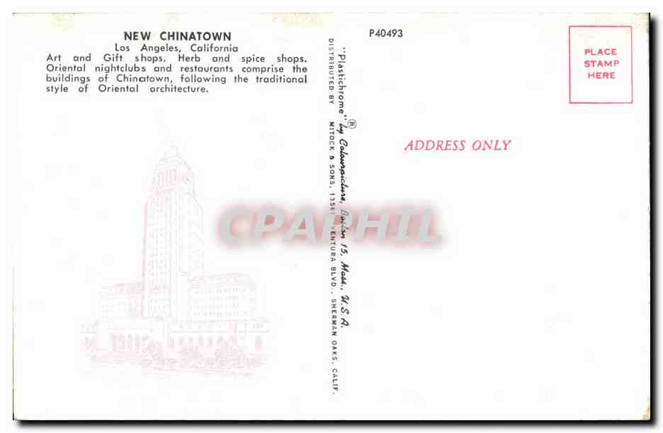 CPA Los Angeles California Art and Gift shops Herb and spice shops Oriental nightclubs and restaurants comprise  — Rückseite