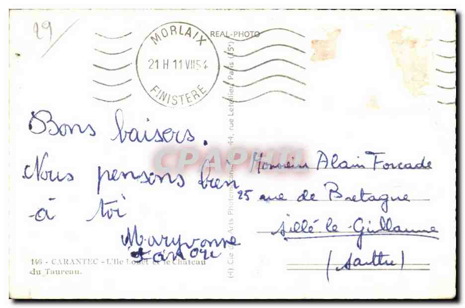 Carantec - CPSM - L Ile Louet et le Chateau du Toureau - — Rückseite