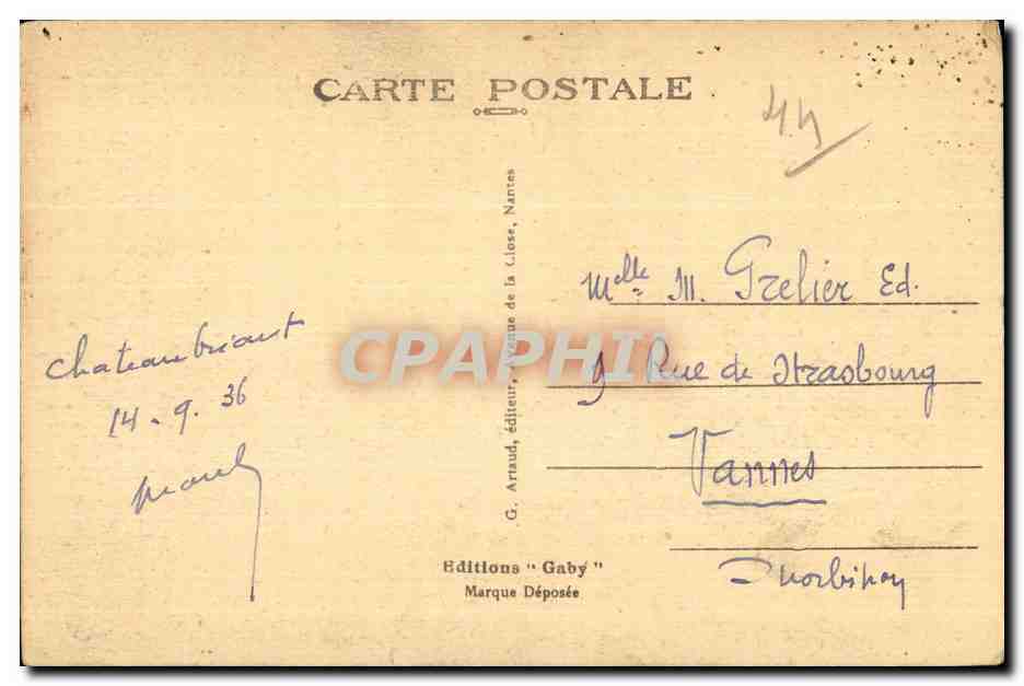 Chateaubriant - Le Chateau de la Renaissance - CPA  — Rückseite