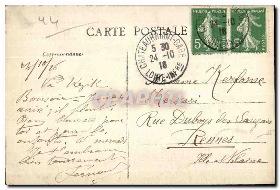 Chateaubriant - Chateau de la Renaissance - Colonnade - CPA  — Back
