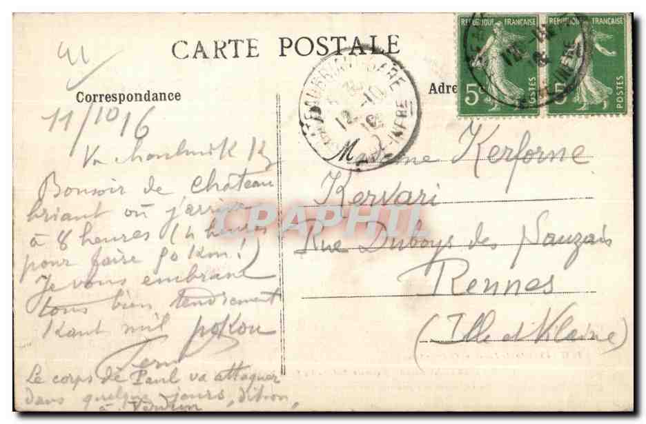 Chateaubriant - Sous Prefecture et Entree du Chateau Fort - CPA  — Back