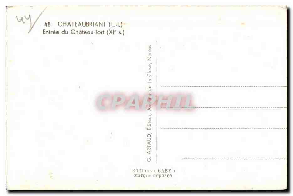 Chateaubriant - Entree du Chateau Fort - CPA  — Rückseite
