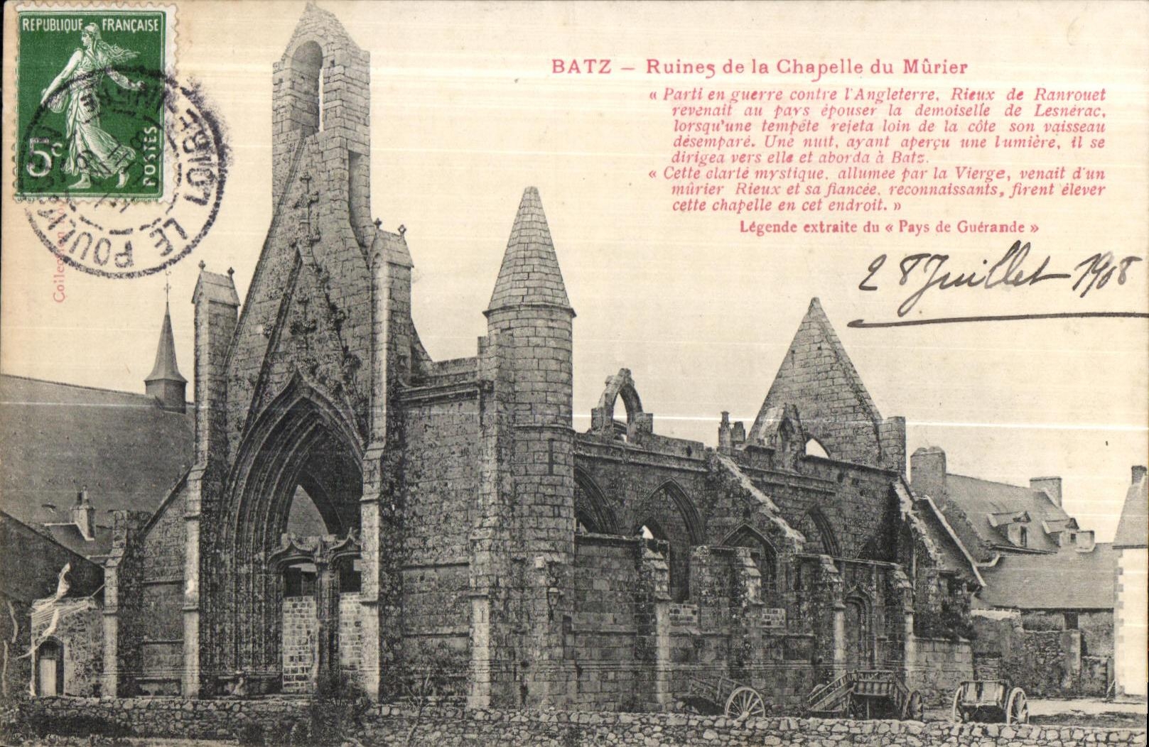 CPA Batz Ruines de la Chapelle du Murier