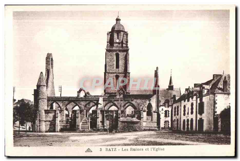 CPA Batz Les Ruines et I Eglise