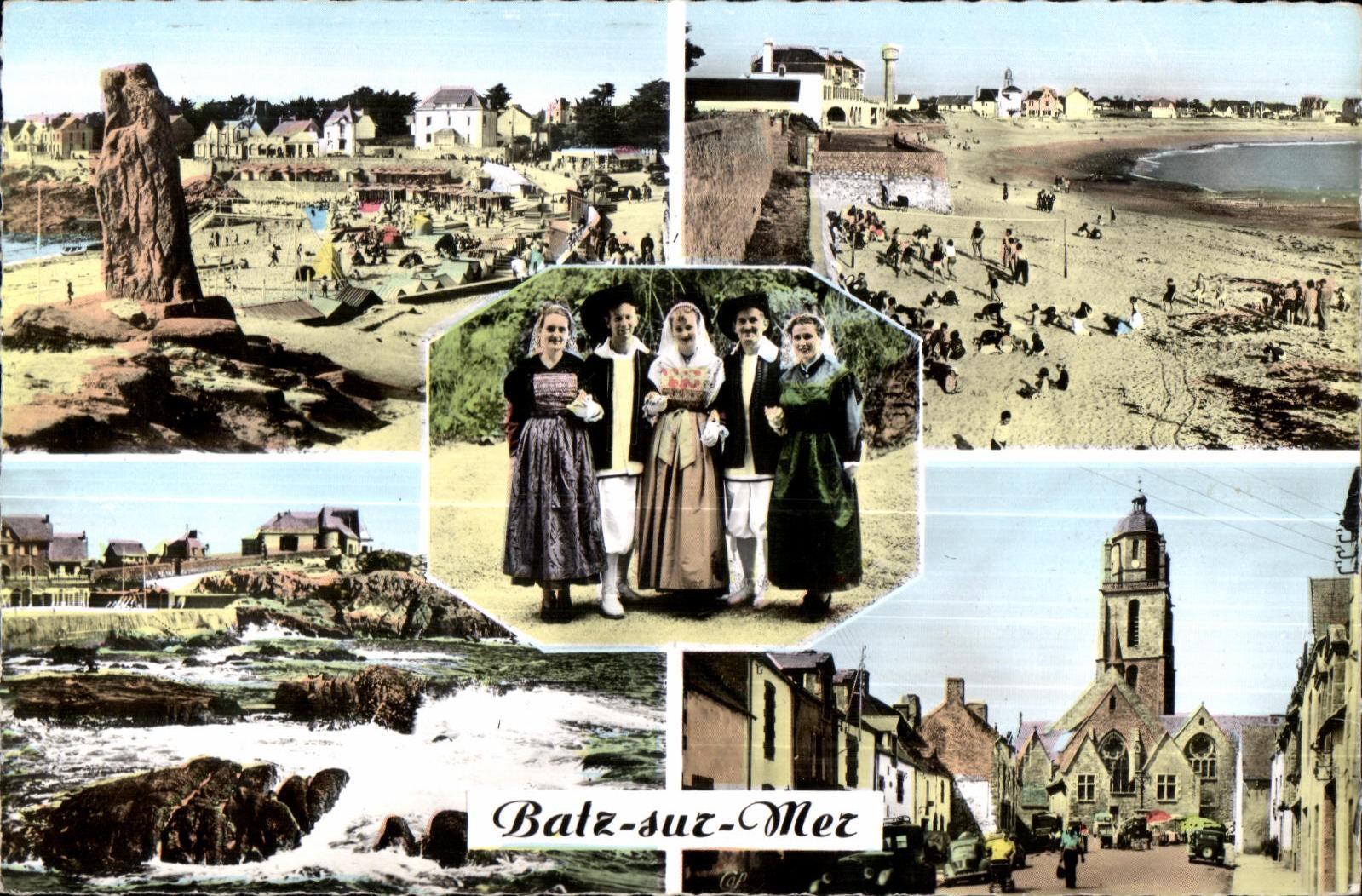 CPA Batz Sur Mer Le Menhir et la Plage 