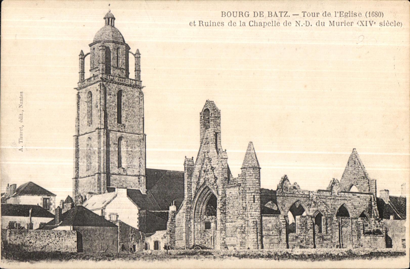 CPA Bourg de Batz Tour de I Elise et Ruines de la Chapelle de du Murier 