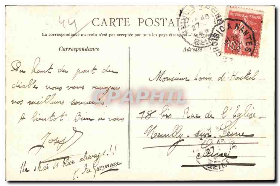 CPA Le Bourg De Batz Le Pent du Diable — Rückseite