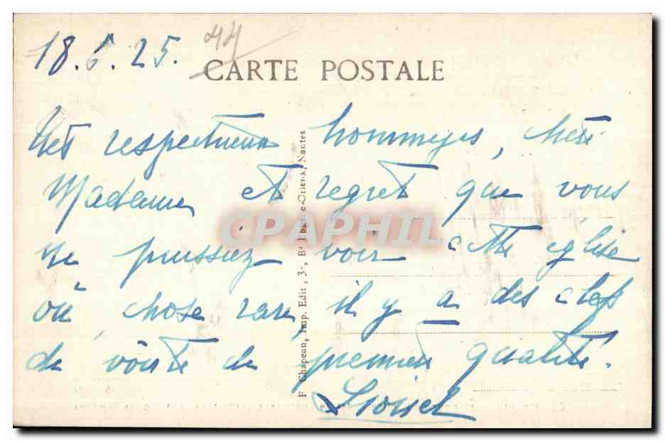 CPA Batz Interieur de l Egllse Clef de Voote representant les Sept Peches Capltaux — Rückseite