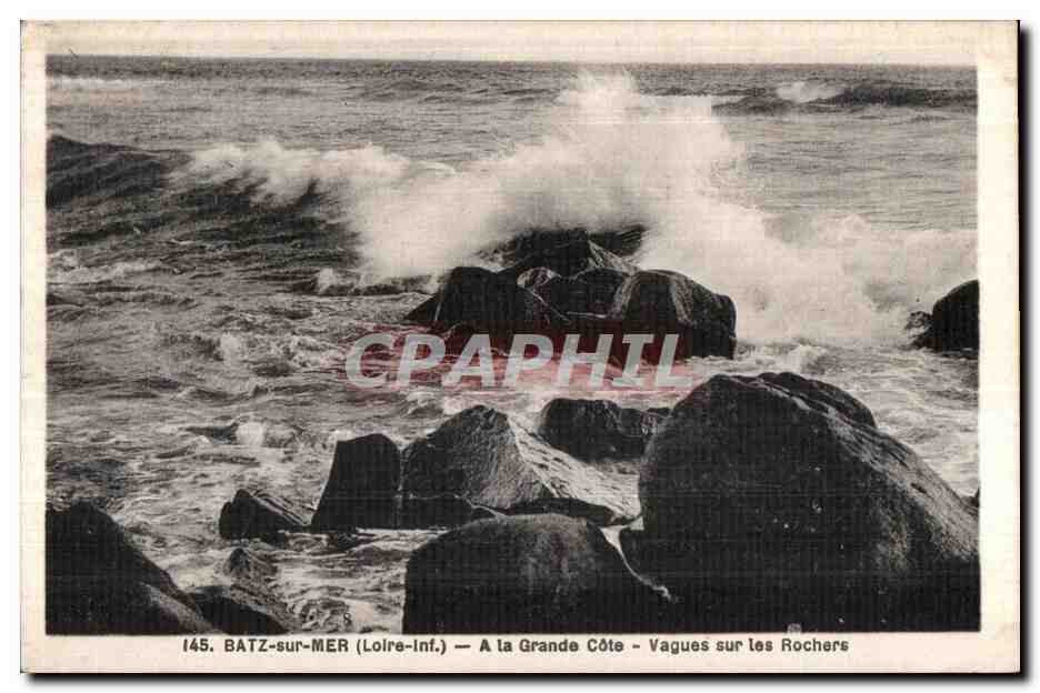 CPA Batz sur Mer A la Grande Cote Vagues sur les Rochers
