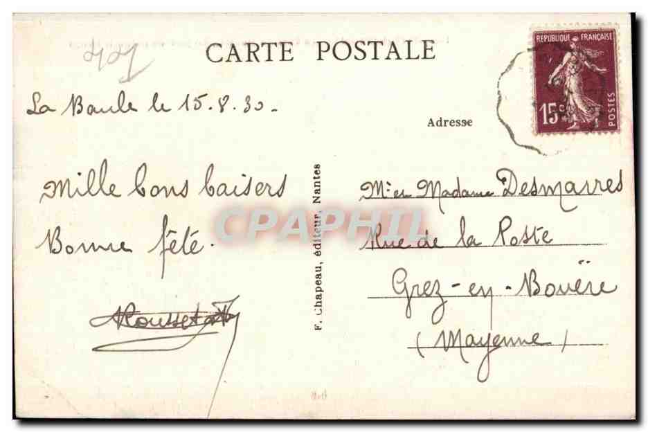 Bourg de Batz - La Cote de Maneric - CPA  — Rückseite