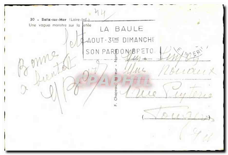 Bourg de Batz - Une Vague Monstre sur la Jetee - CPA  — Rückseite