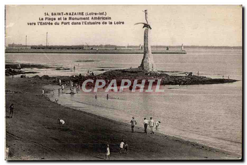 Saint Nazaire - La Plage et le Monument Americain - CPA 