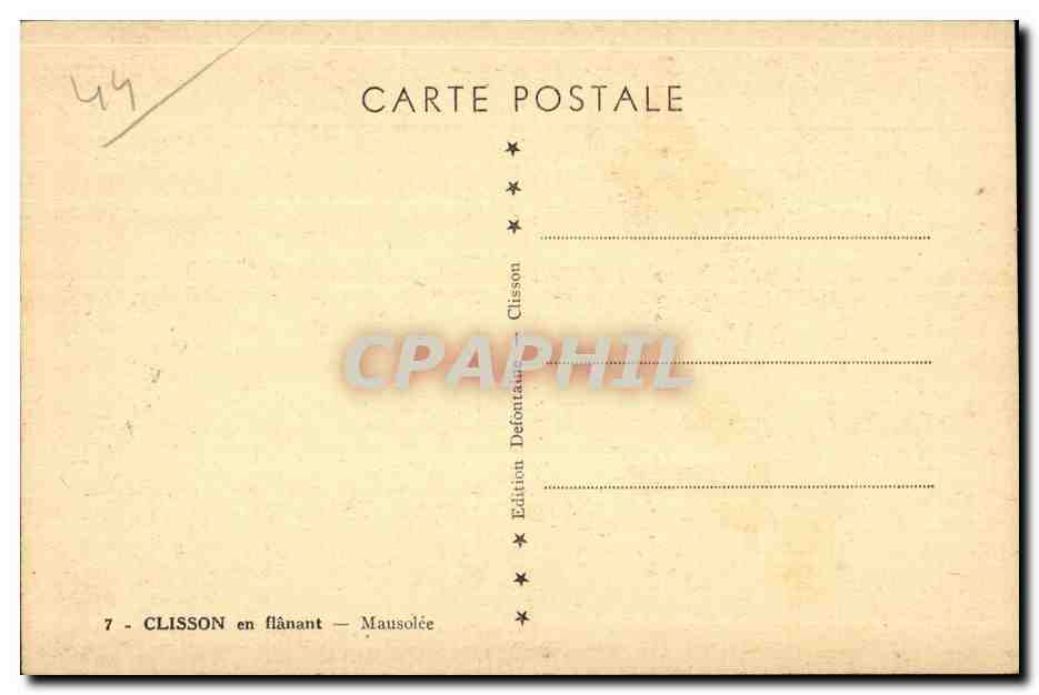 Clisson - Mausolee - CPA  — Rückseite