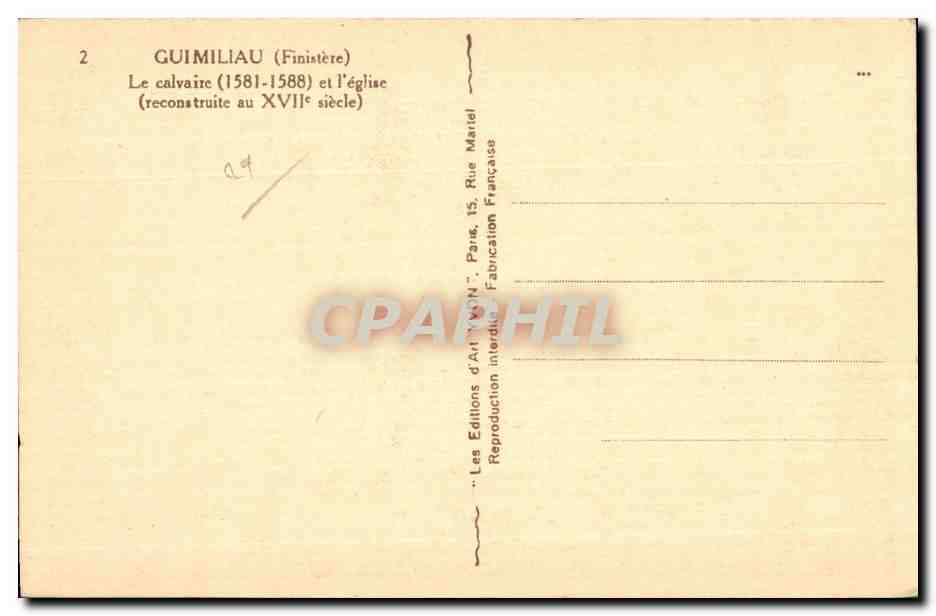 CPA Guimiliau Le Calvaire et l Eglise  — Rückseite