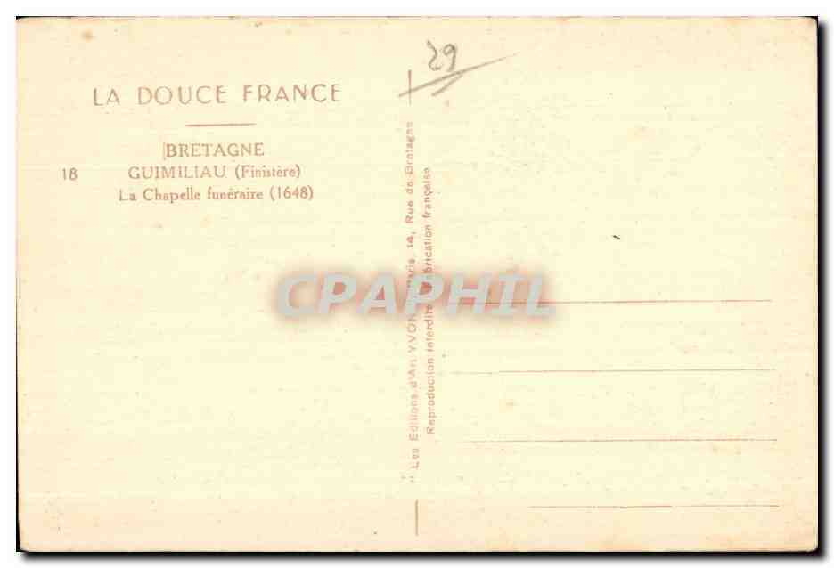 CPA Guimiliau La chapelle Funeraire — Rückseite