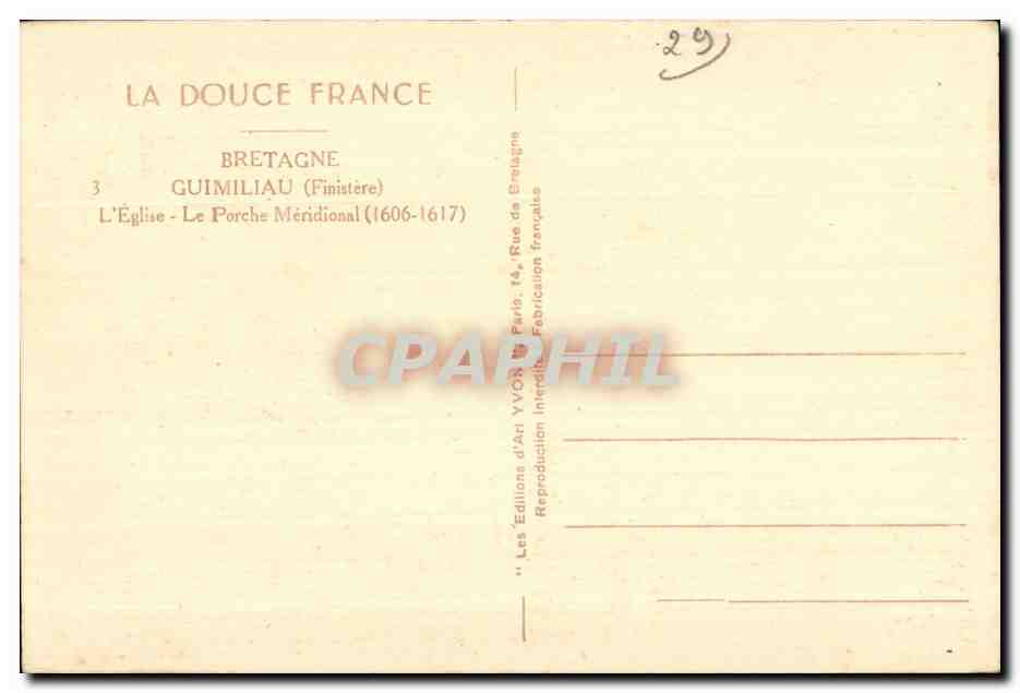 CPA Guimiliau L Eglise Le Porche Meridional — Rückseite