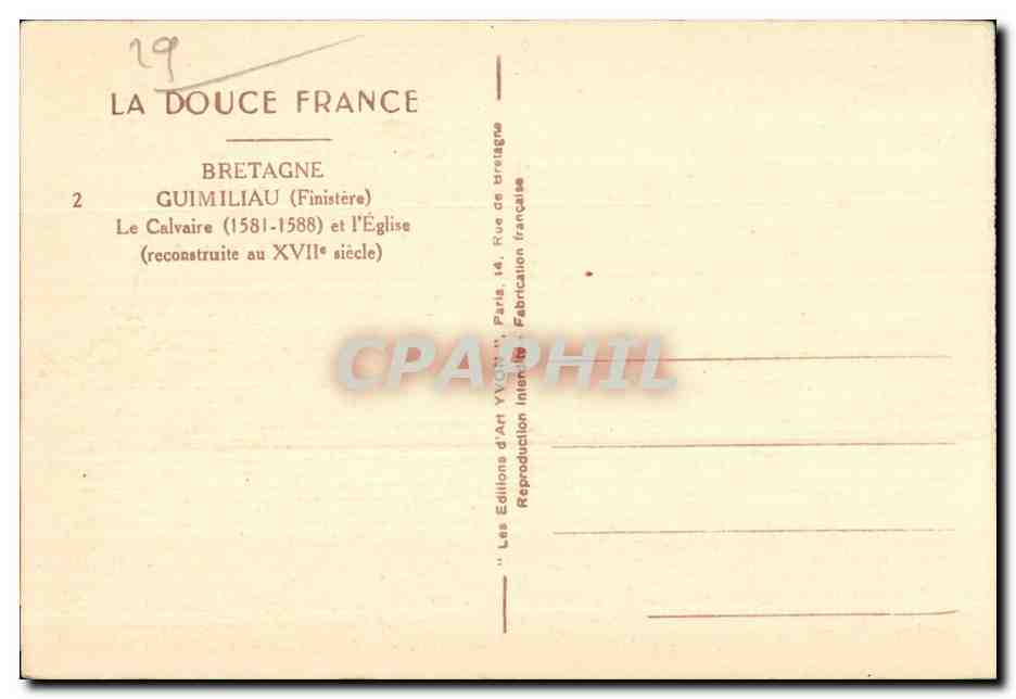 CPA Guimiliau Le Calvaire et l Eglise  — Rückseite