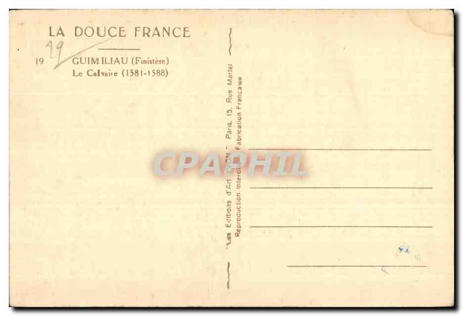 CPA Guimiliau La calvaire — Rückseite