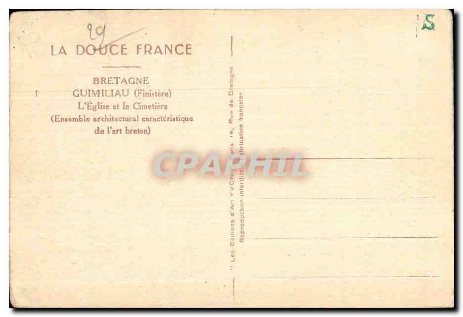 CPA Guimiliau L Eglise et le Cimetiere  — Rückseite