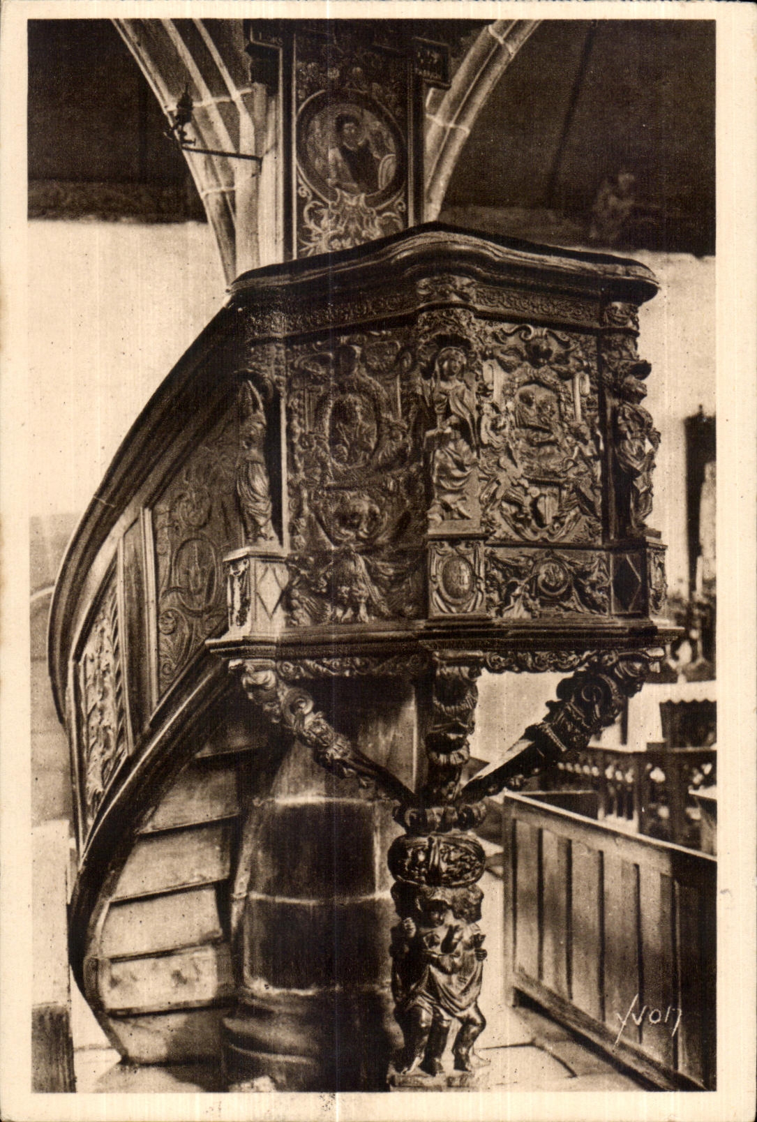 Guimiliau — Interno della Chiesa, la Sedia (1677) — Éditions d'Art Yvon, Parigi