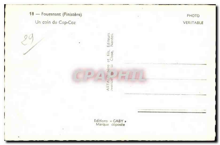 CPA Fouesnant (Finistere) Un coin du Cap Coz — Rückseite