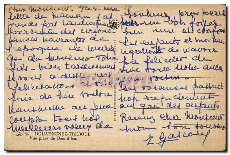 CPA Douarnenez Treboul Vue prise du Bois d lsis — Rückseite