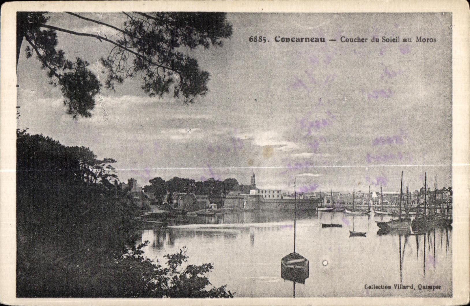 CPA Concarneau Coucher du Soieil au Moros