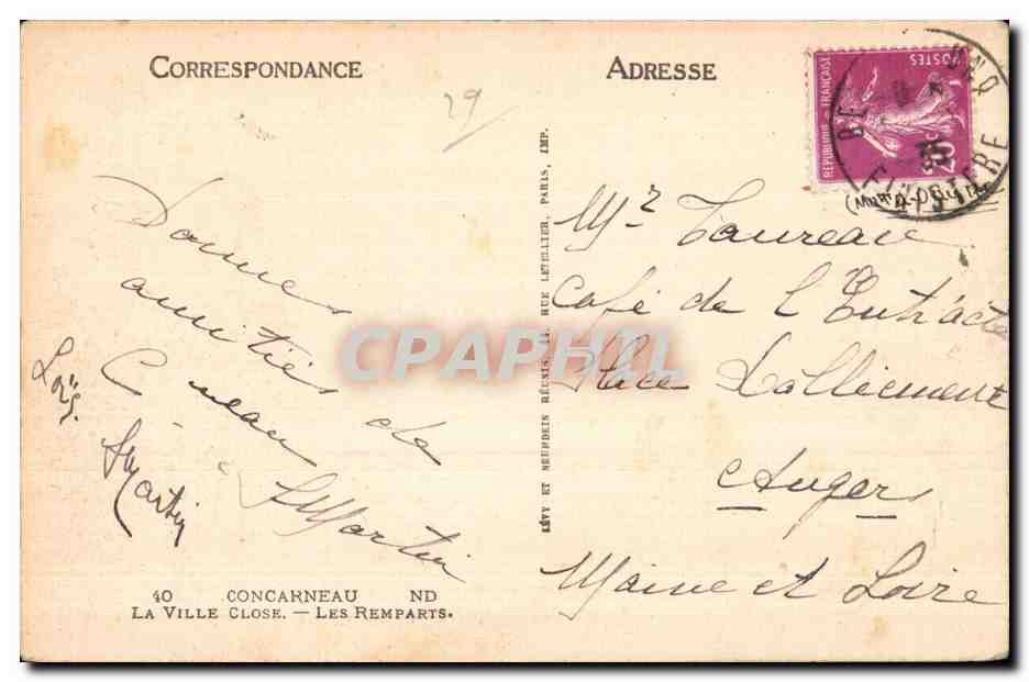 CPA Concarneau La Ville Close Les Remparts — Rückseite