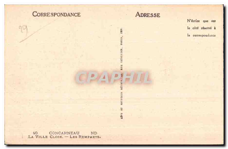 CPA Concarneau La Ville Close Les Remparts — Rückseite