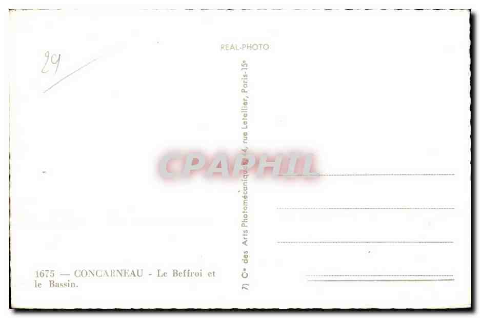CPA Concarneau Le Beffroi et le Bassin — Rückseite