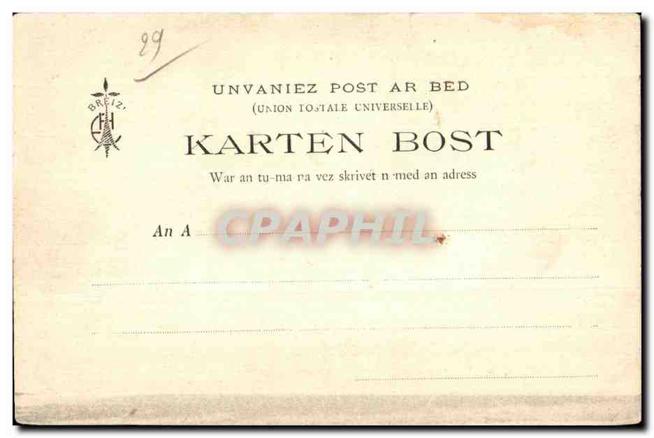 Châteaux de Bretagne — Kériollet, près Concarneau (Finistère) — Collection E. H. n° 714 — Verso