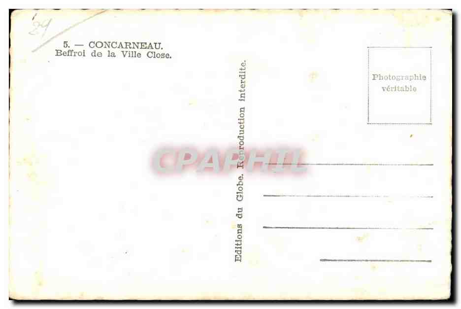 CPA Concarneau Boffroi de la Ville Close — Rückseite