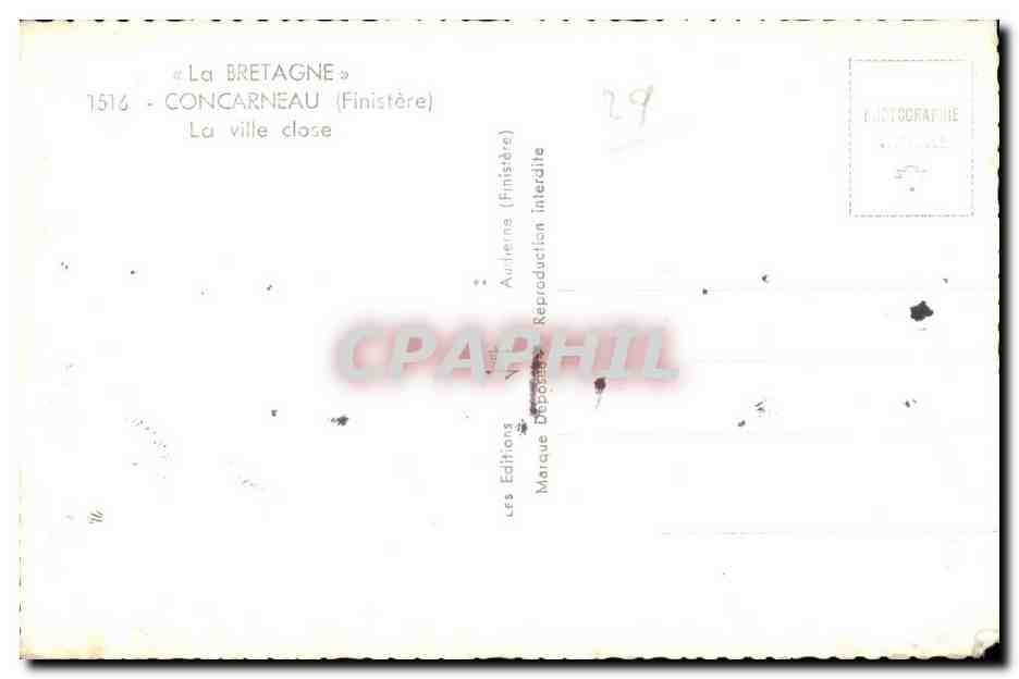 CPA La Bretagne Concarneau (Finistere) La ville close — Rückseite