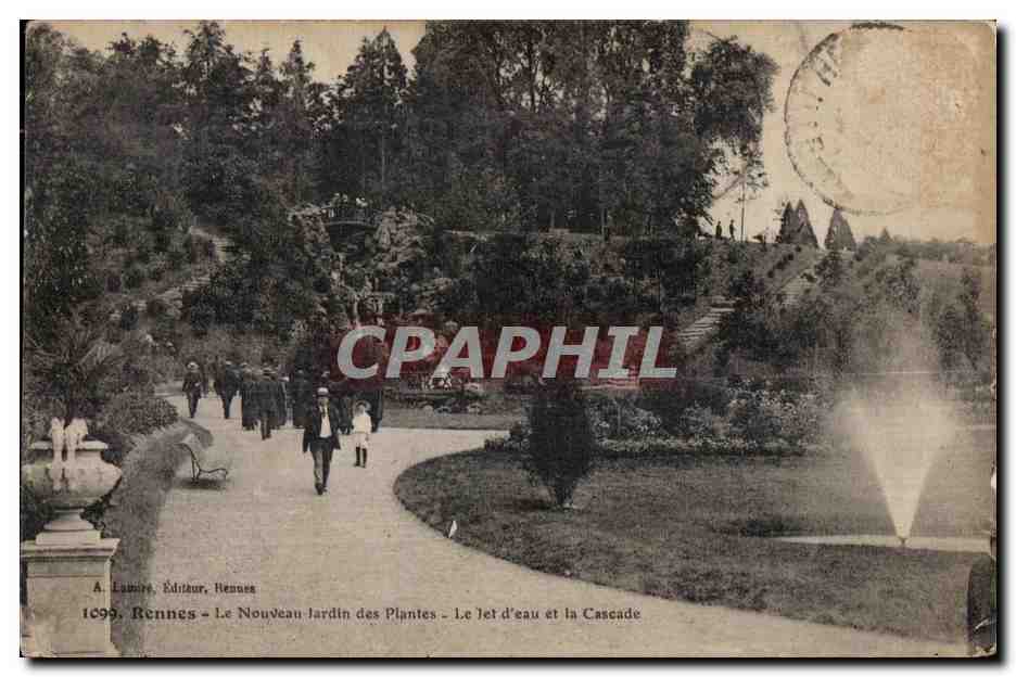 CPA Rennes Le Nouveau jardin des Plantes Le jet d eau et la Cascade