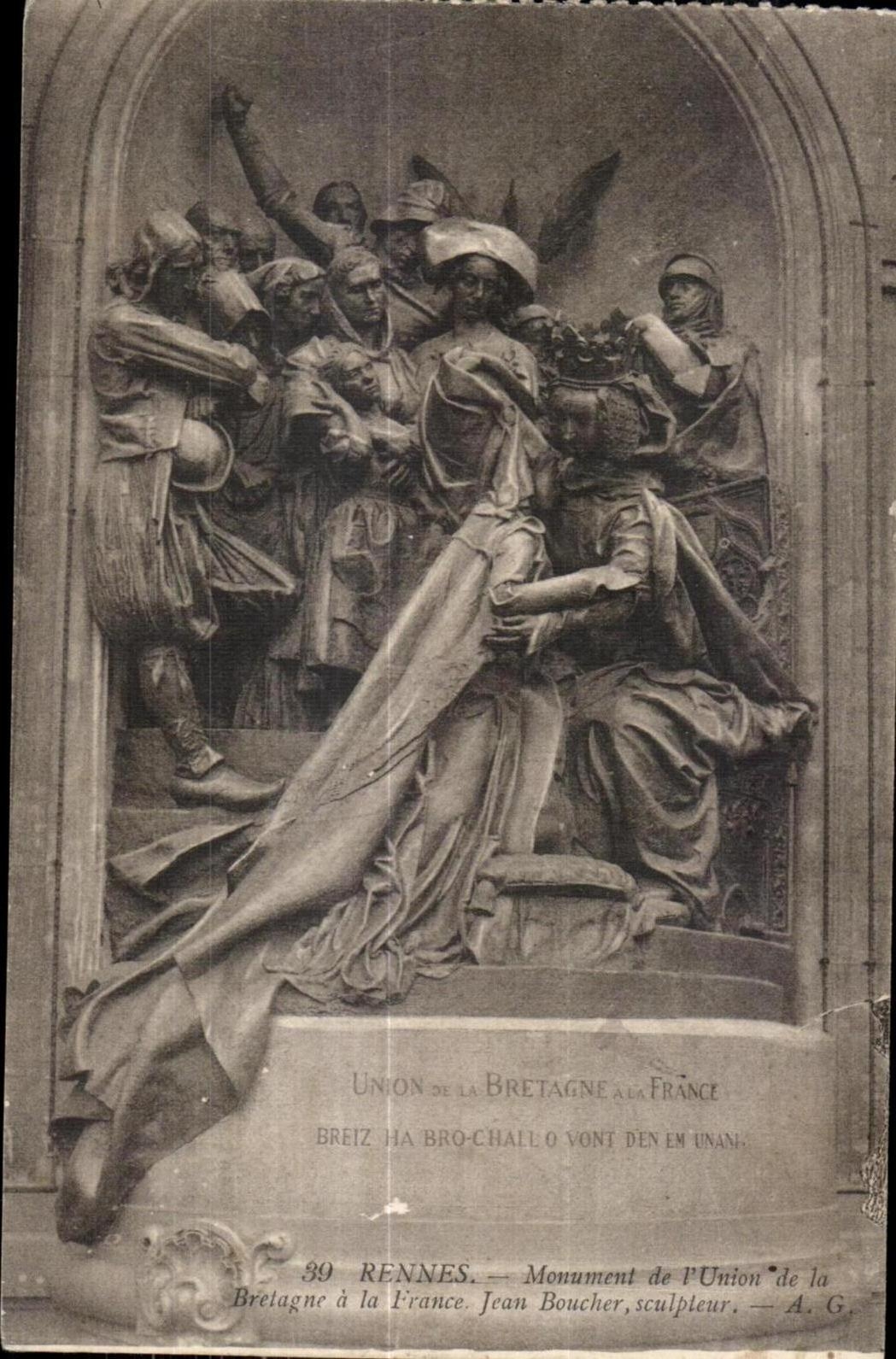 Union de la Bretagne à la France — Monument de l'Union de la Bretagne à la France — Jean Boucher, sculpteur — A. G.