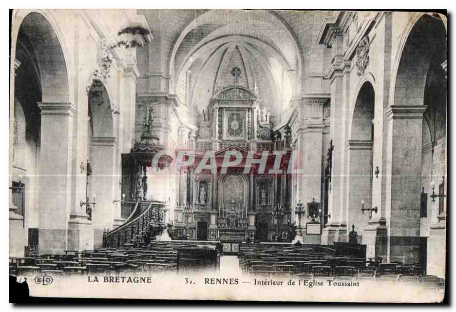 Rennes — Intérieur de l'Église Toussaint — La Bretagne, série 34