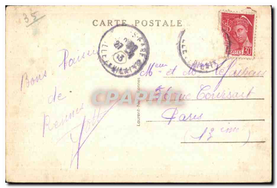 Rennes — Quai Lamennais et un coin de la Place de Bretagne — éditeur Loïc, n° 501 — Reverso