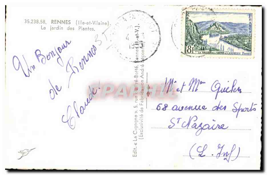 Der Botanische Garten — Rennes — Edition La Cigogne — Rückseite