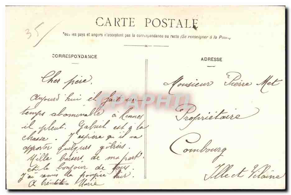 CPA Rennes (I et V) Le Thabor (Jardin des Plantes) Les Serres — Rückseite