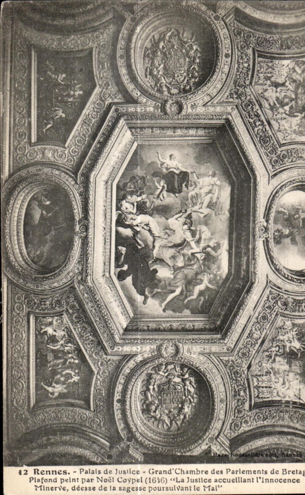 Rennes - Palais de Justice - Grand Chambre des Parlements de Bretagne - Plafond peint par Noël Coypel (1646) "La Justice accueillant l'Innocence"