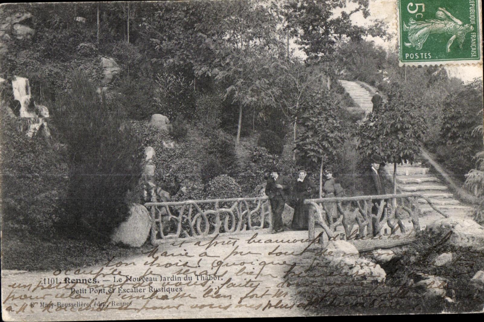 Rennes — Le Nouveau Jardin du Thabor — Petit Pont et Escalier Rustiques — éd. Mary-Bousselier