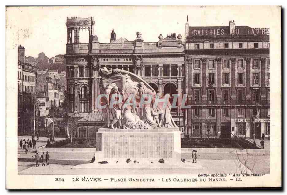 CPA La Place Gambetta Les Galeries Du Havre
