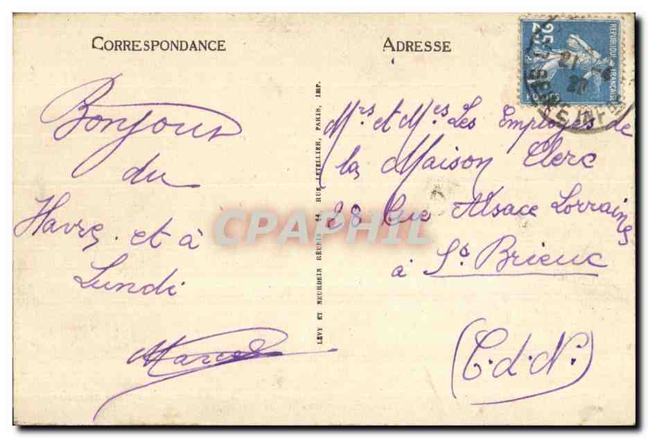 CPA La Place Gambetta Les Galeries Du Havre — Rückseite