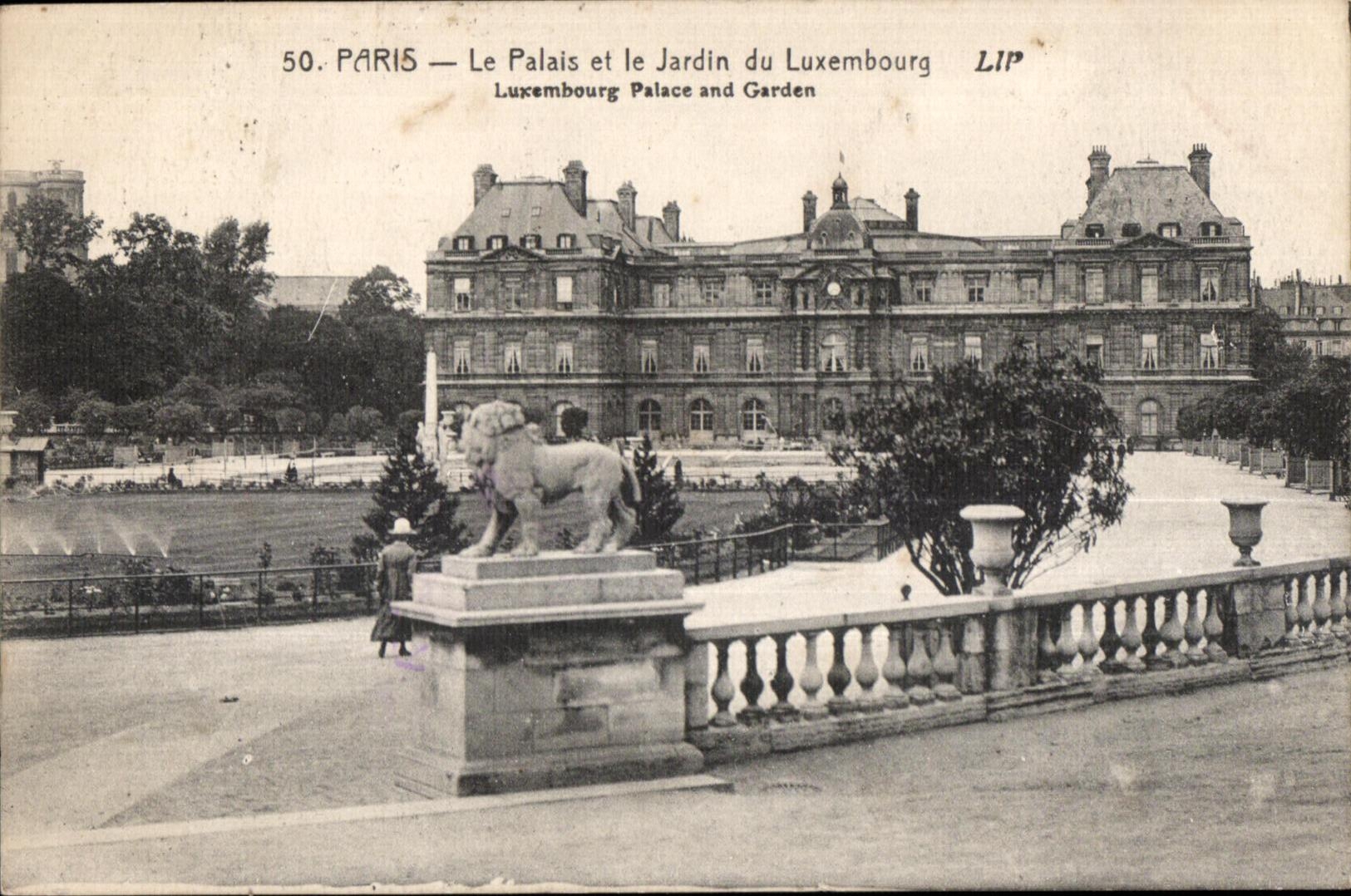 CPA Paris Le Palais et le Jardin du Luxembourg Lip Lukembourg Palace and Garden