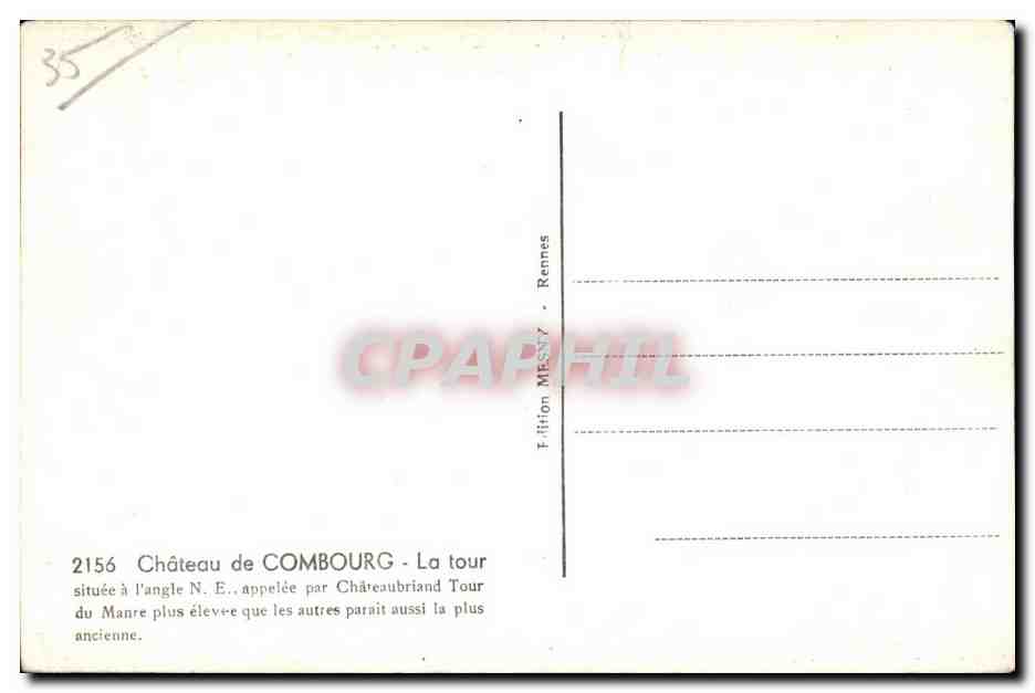 Château de Combourg — Tour du Manre plus élevée — Éditeur Légia — Verso