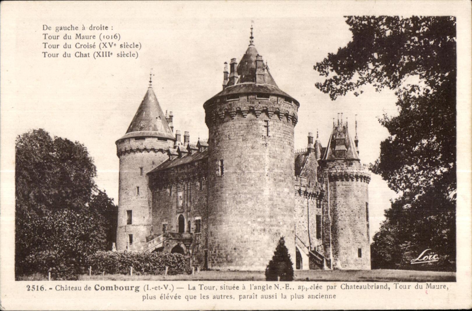 Château de Combourg — Tours du Maure, du Croisé et du Chat — éditeur Loïc, n° 2516