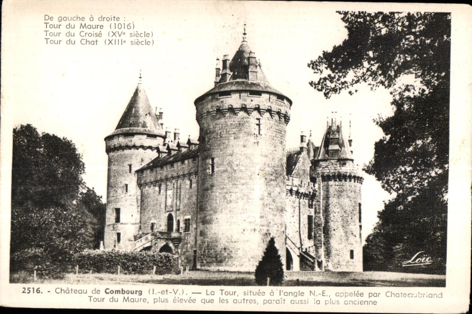 Château de Combourg — Tours du Maure, du Croisé et du Chat — éditeur Lois, n° 2516
