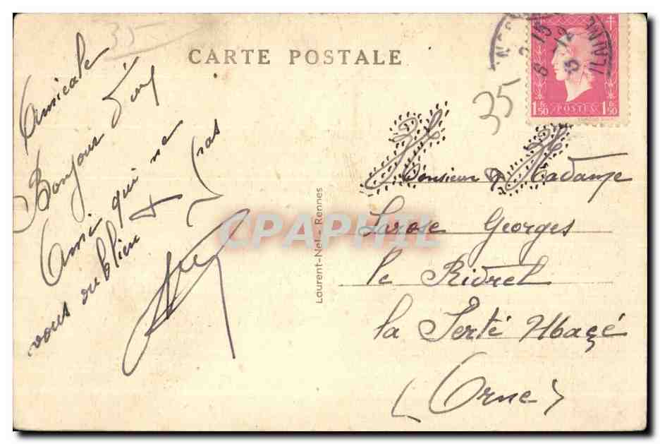 CPA Combourg Chateau Etang et vue generale Enfants — Rückseite