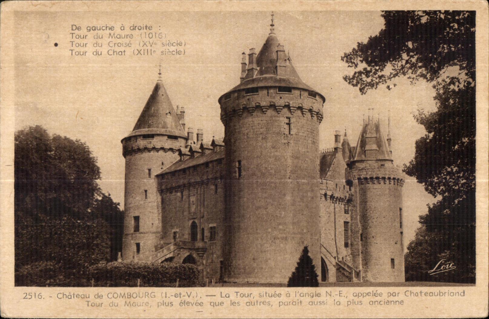 Château de Combourg (Il-et-V.), — La Tour du Maure, plus élevée que les autres, appelée aussi la plus ancienne — Édition Mesny Rennes